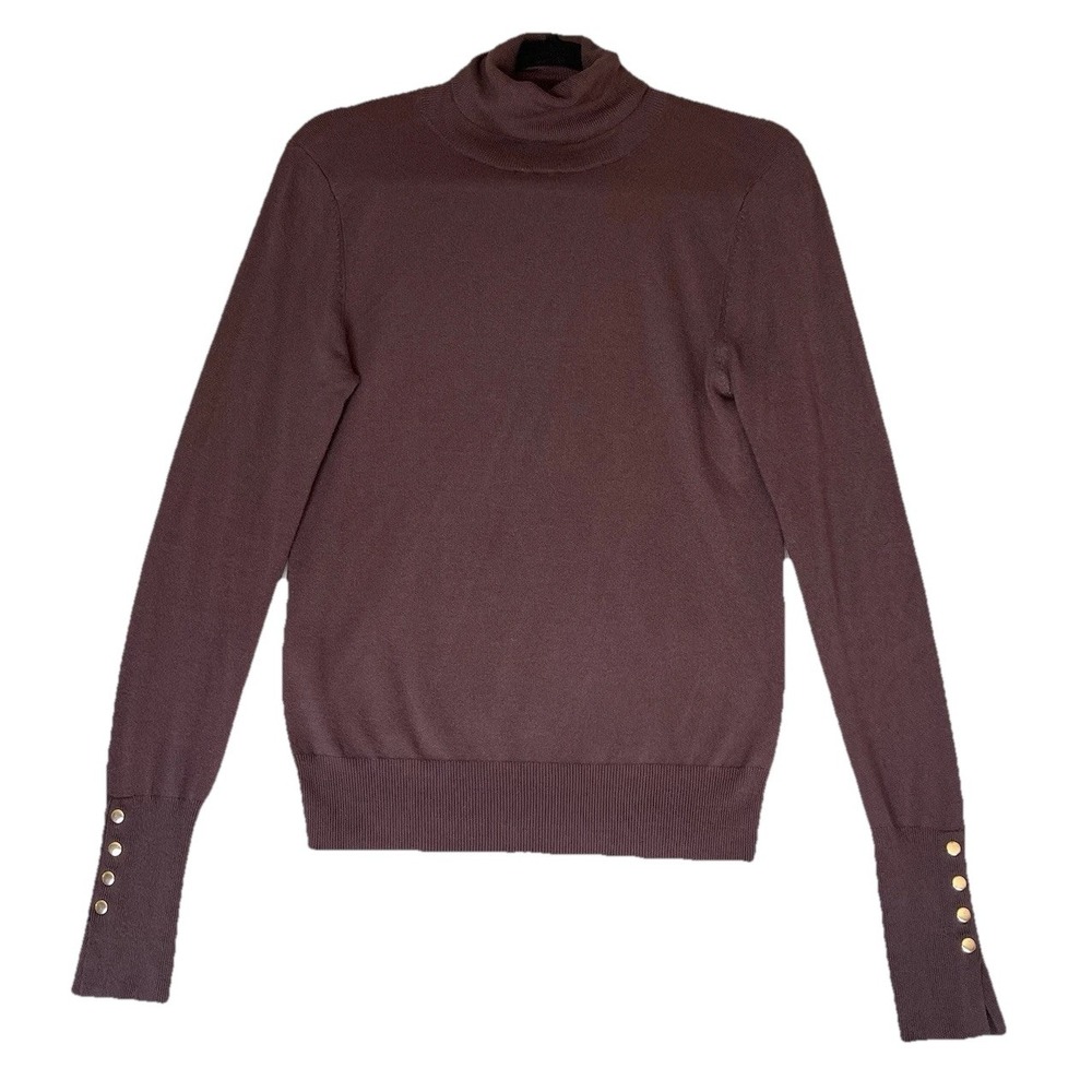 Truth‎ By Republic Turtleneck Womens Small Brown Soft Gold Sleeve Embellishments